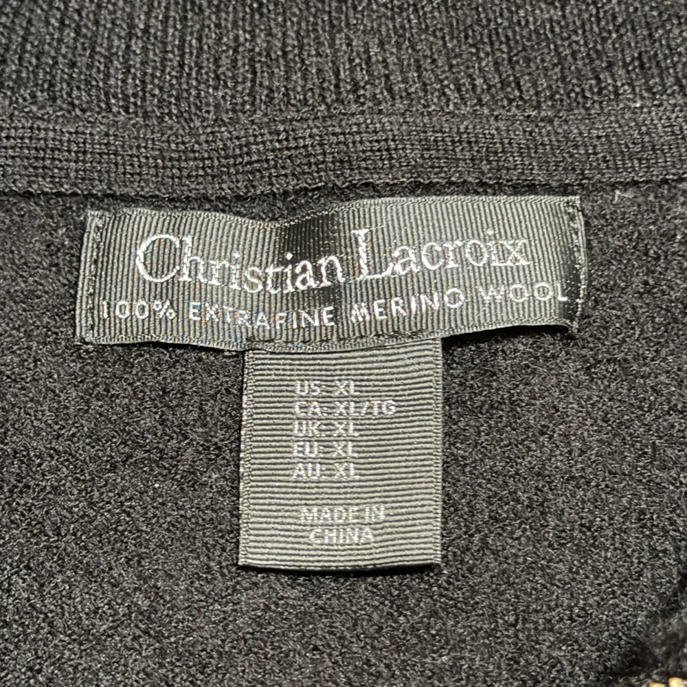 Christian Lacroix Men’s Black Half-zip Merino Sweater - Picture 2 of 5